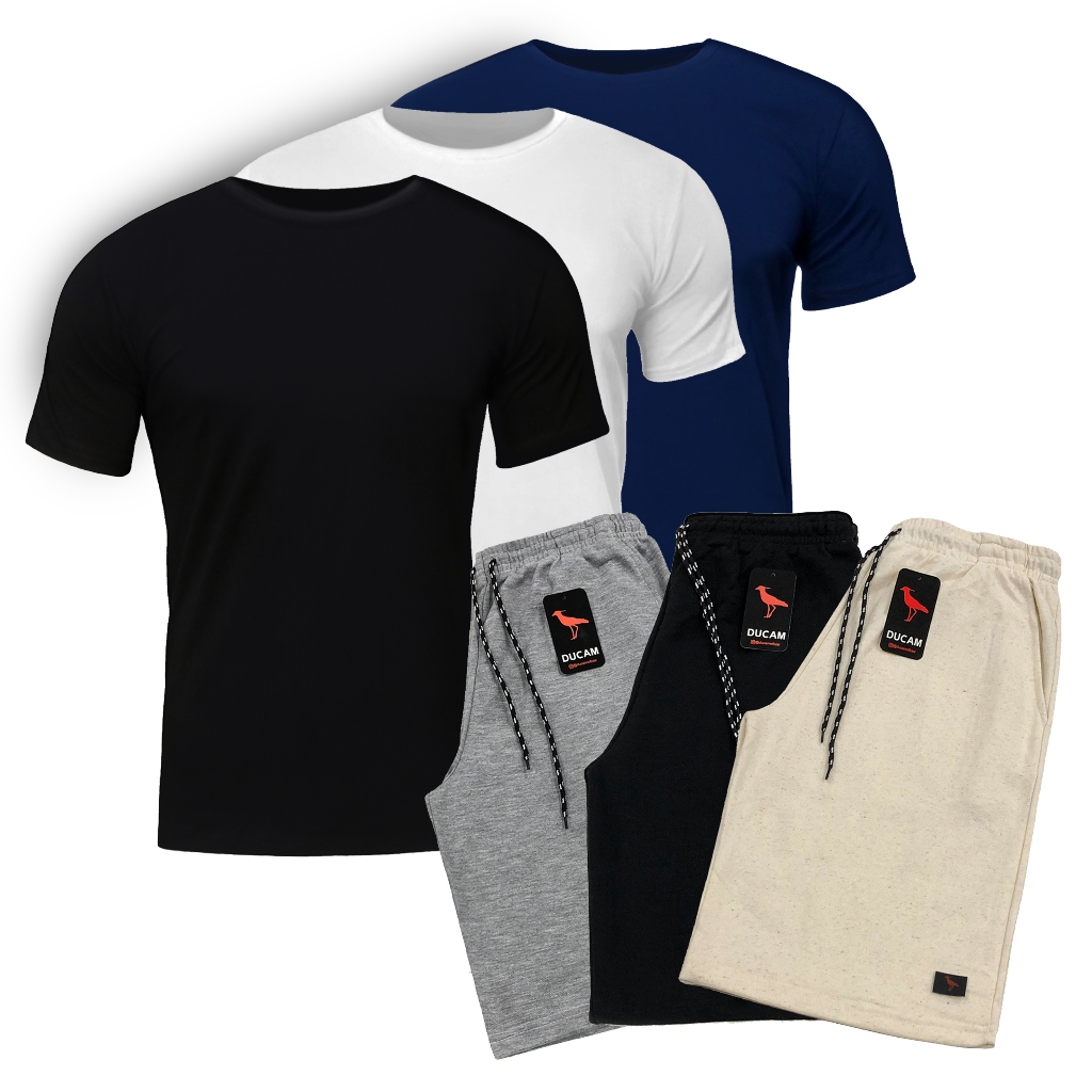 Conjunto Camiseta Básica e Bermuda de Moletom Academia Treino Moda Verão em Oferta na Shopee