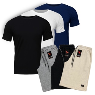 Conjunto Camiseta Básica e Bermuda de Moletom Academia Treino Moda Verão em Oferta na Shopee