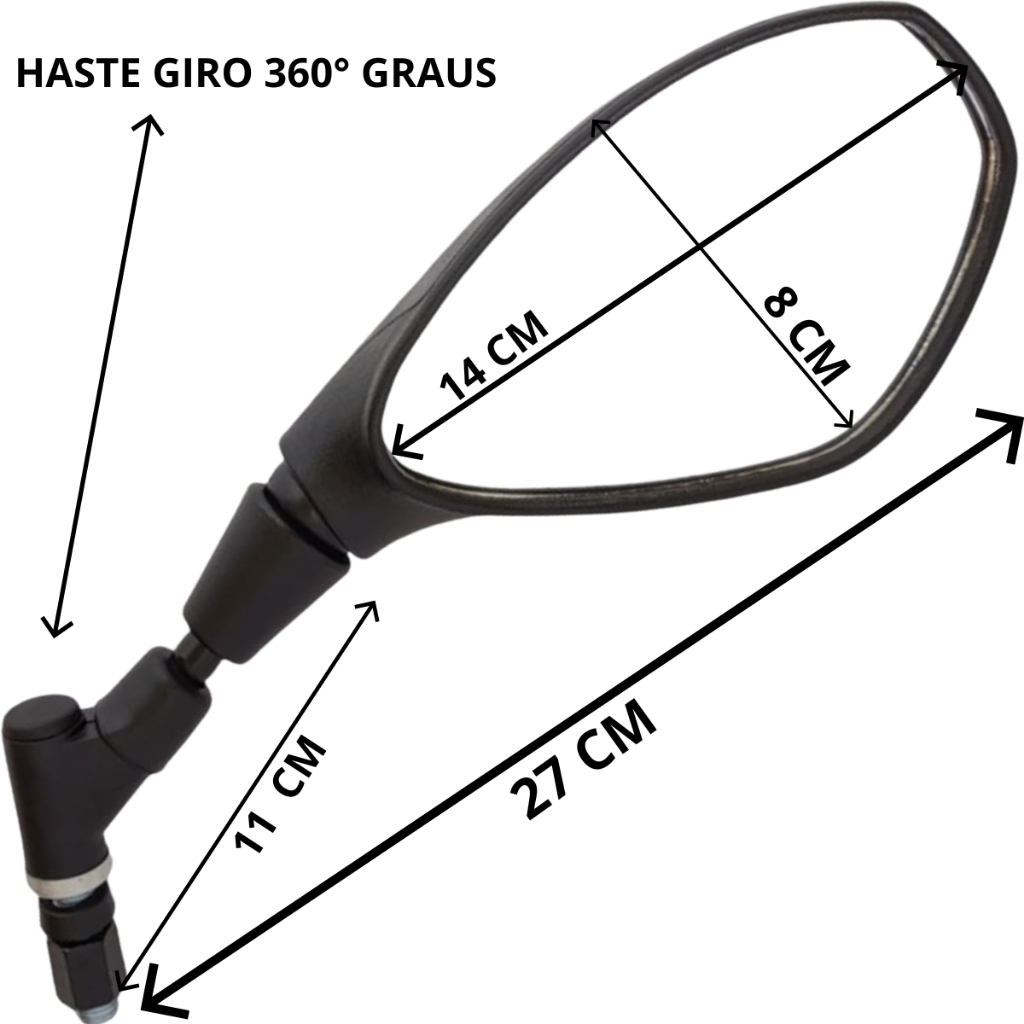 Par Retrovisor F800 Giro 360 Graus Haste Curta Motos Yamaha Lander 250 Tenere 250 Fz25 Fz15 Crosser — imagem 2 de 2