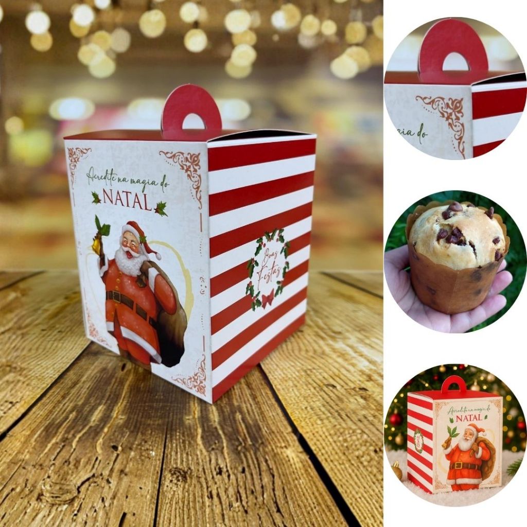 30 CAIXA MINI PANETONE 10X10X12 CM PAPAI NOEL NT111 (JR NATAL OUTLET 2025)
