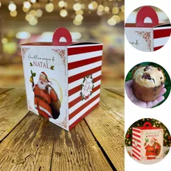 10 CAIXA MINI PANETONE 10X10X12 CM PAPAI NOEL NT111 (JR NATAL OUTLET 2025)