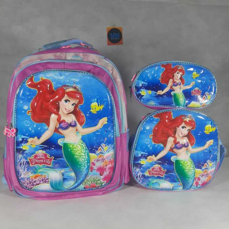 Mochila Ariel Kit com 3 Peças: Mochila + Lancheira Térmica + Estojo Escolar Feminina em Oferta na Shopee
