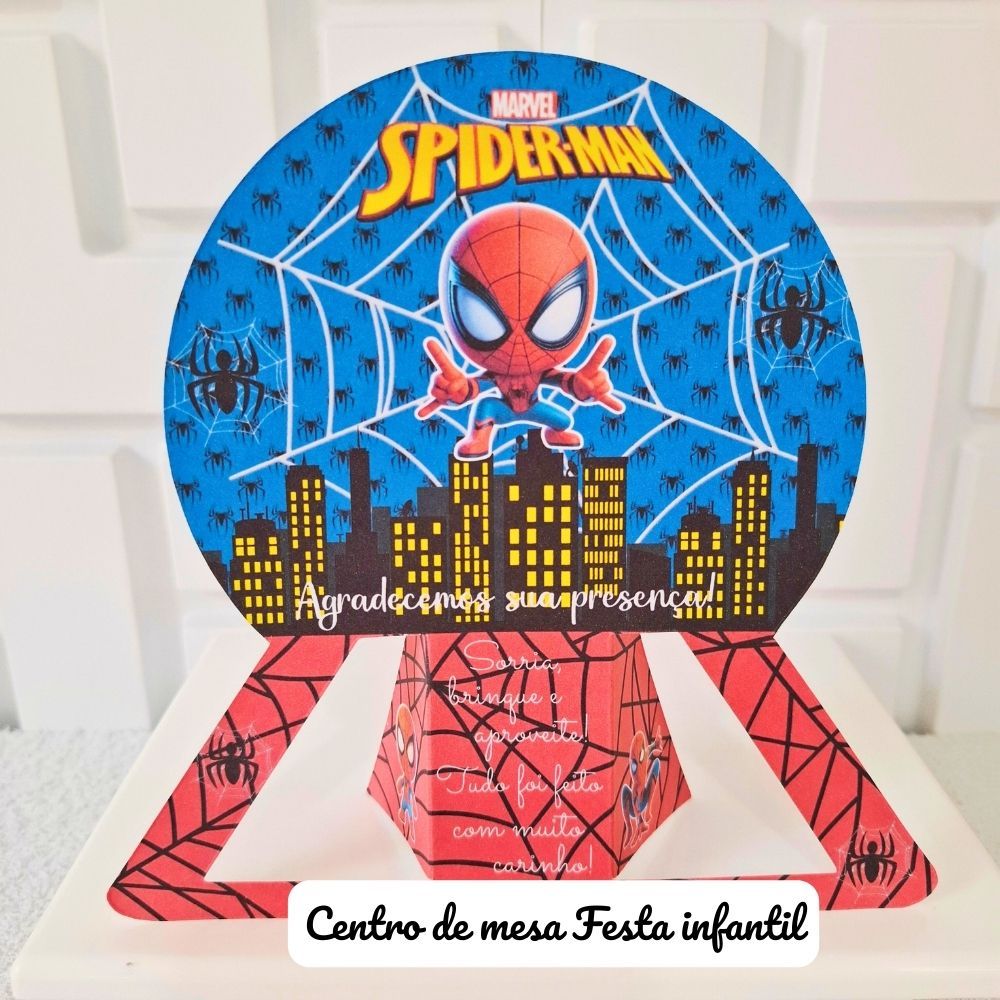 Centro De Mesa Homem Aranha Baby Festa Infantil Plaquinha De Agradecimento Enfeite De Mesa Decorativo