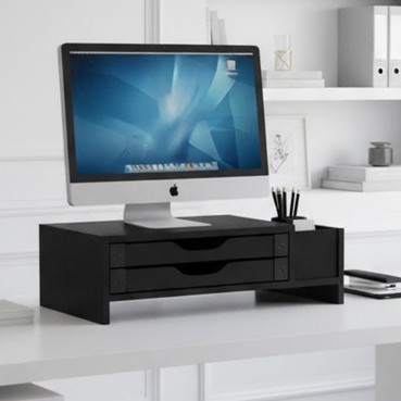 Suporte Monitor Notebook C/ 2 Gavetas e 3 Nichos Black Piano Para Escritório Home Office em Oferta na Shopee