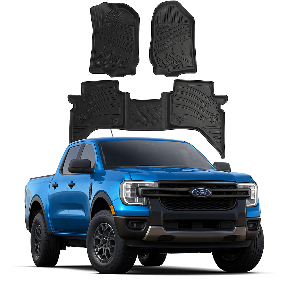 Tapete Automotivo Bandeja De Borracha Para Carro FORD RANGER Conjunto 3 peças Ekap