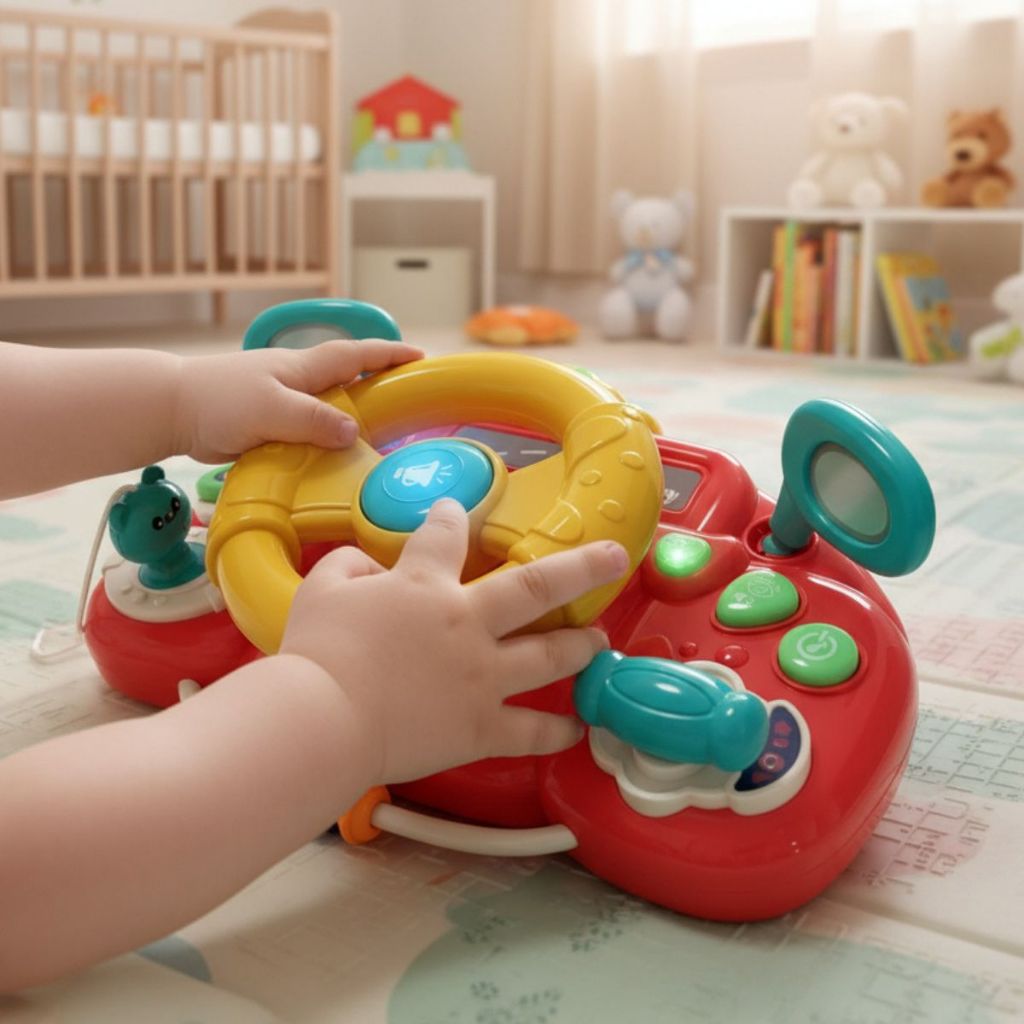 Volante Interativo Infantil Luz Som Buzina Simulador Direcao Bebe Educativo Brinquedo Sensorial