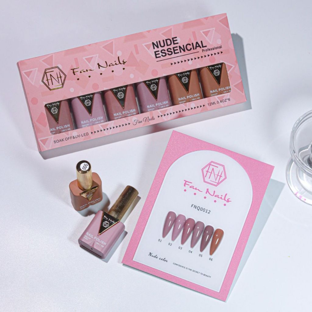 Kit Esmalte Nude Essencial Fan Nails - 6 Unidades