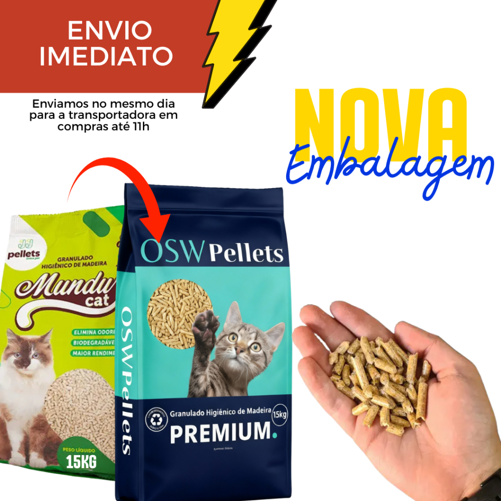 Granulado Madeira OSW PALLETS 15kg Absorvente e sem cheiro – Envio Imediato em Oferta na Shopee