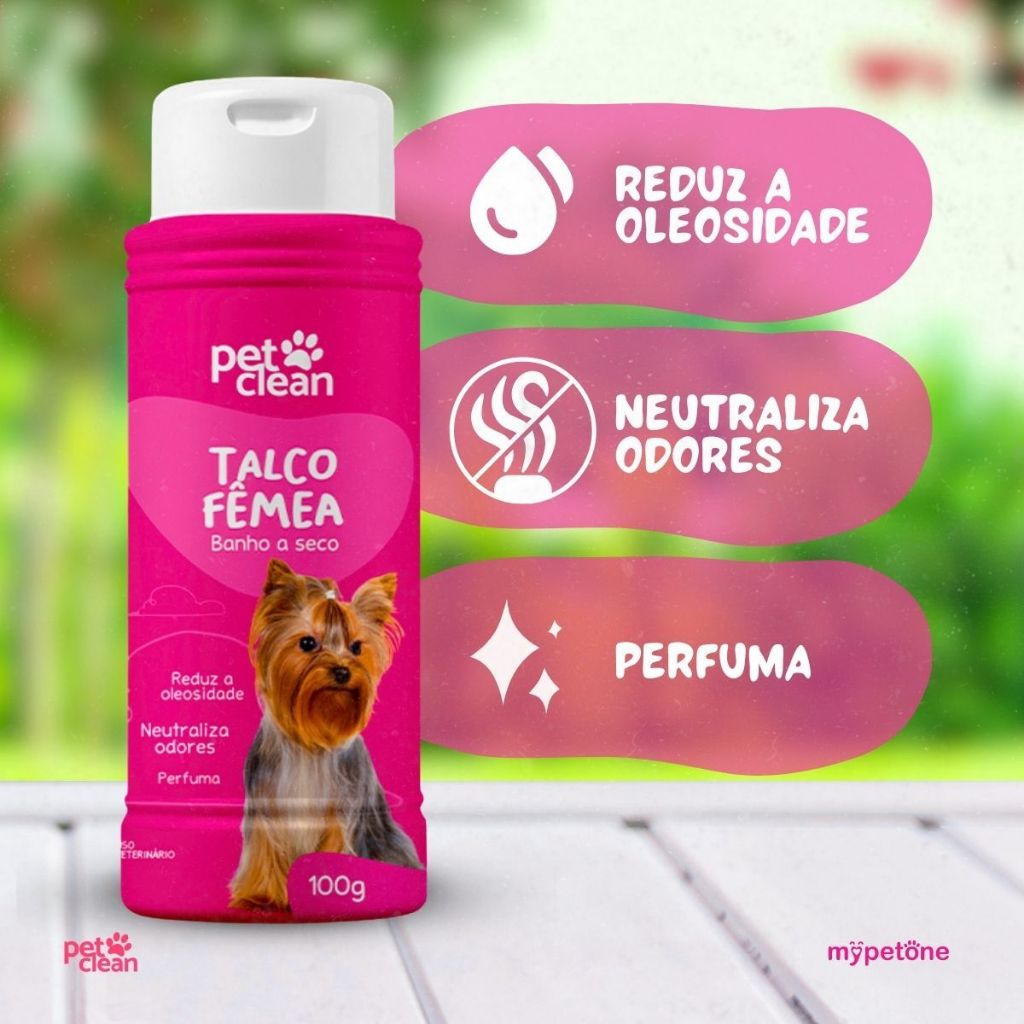 Talco Banho a Seco P/ Cães e Gatos Pet Clean 100g - Fêmea · foto 2