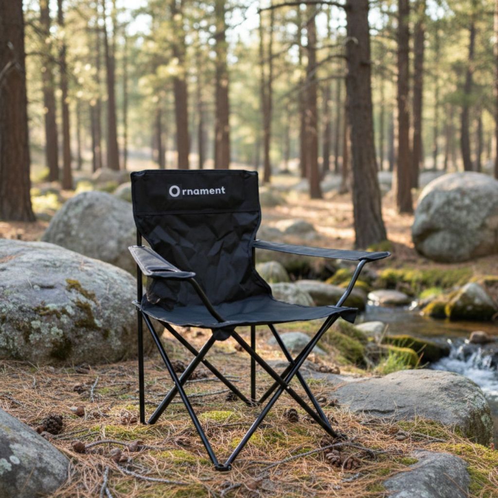 Cadeira Pesca Camping Praia Dobrável Até 120 KG com Porta Copo e Bolsa Preta Ornament OCC em Oferta na Shopee