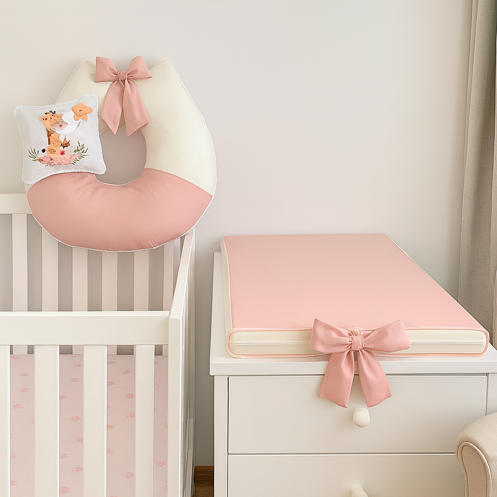 Kit Trocador de Cômoda Com Zíper + Almofada Amamentação Ajustável Várias Cores