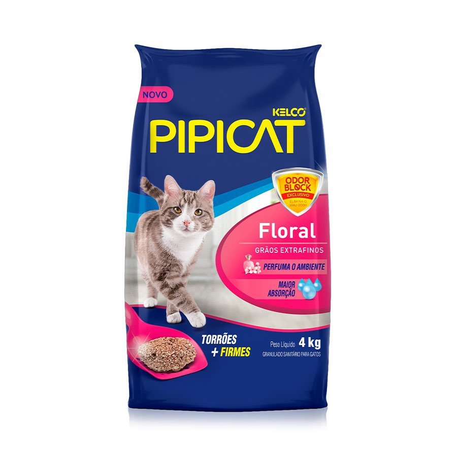 Imagem Areia Sanitária Pipicat Floral Granulado Extrafino Kelco 4kg