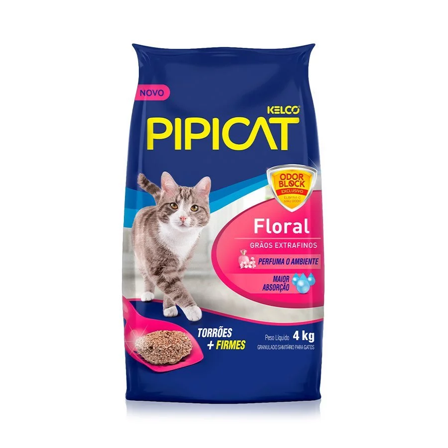 Areia Sanitária Floral Granulado Extrafino Kelco 4kg Pipicat