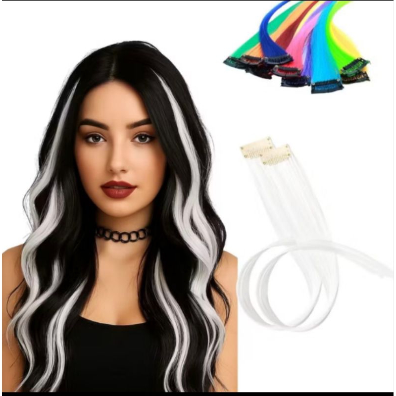 Mechas branca tic tac de fibra orgânica de 65 cm suporta chapinha e babyliss cor branco