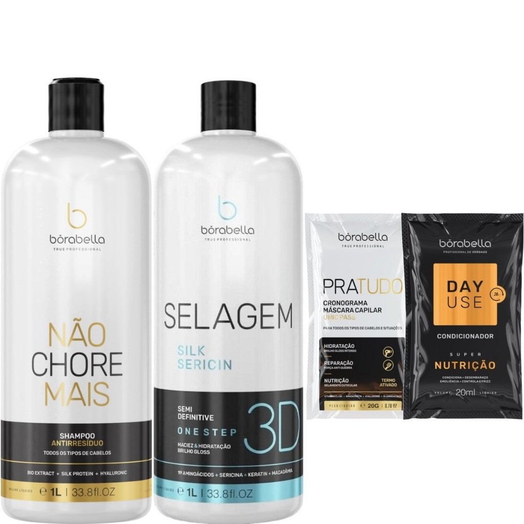 Borabella Não Chore Mais Shampoo  + Selagem 3D 2x1 Litro em Oferta na Shopee