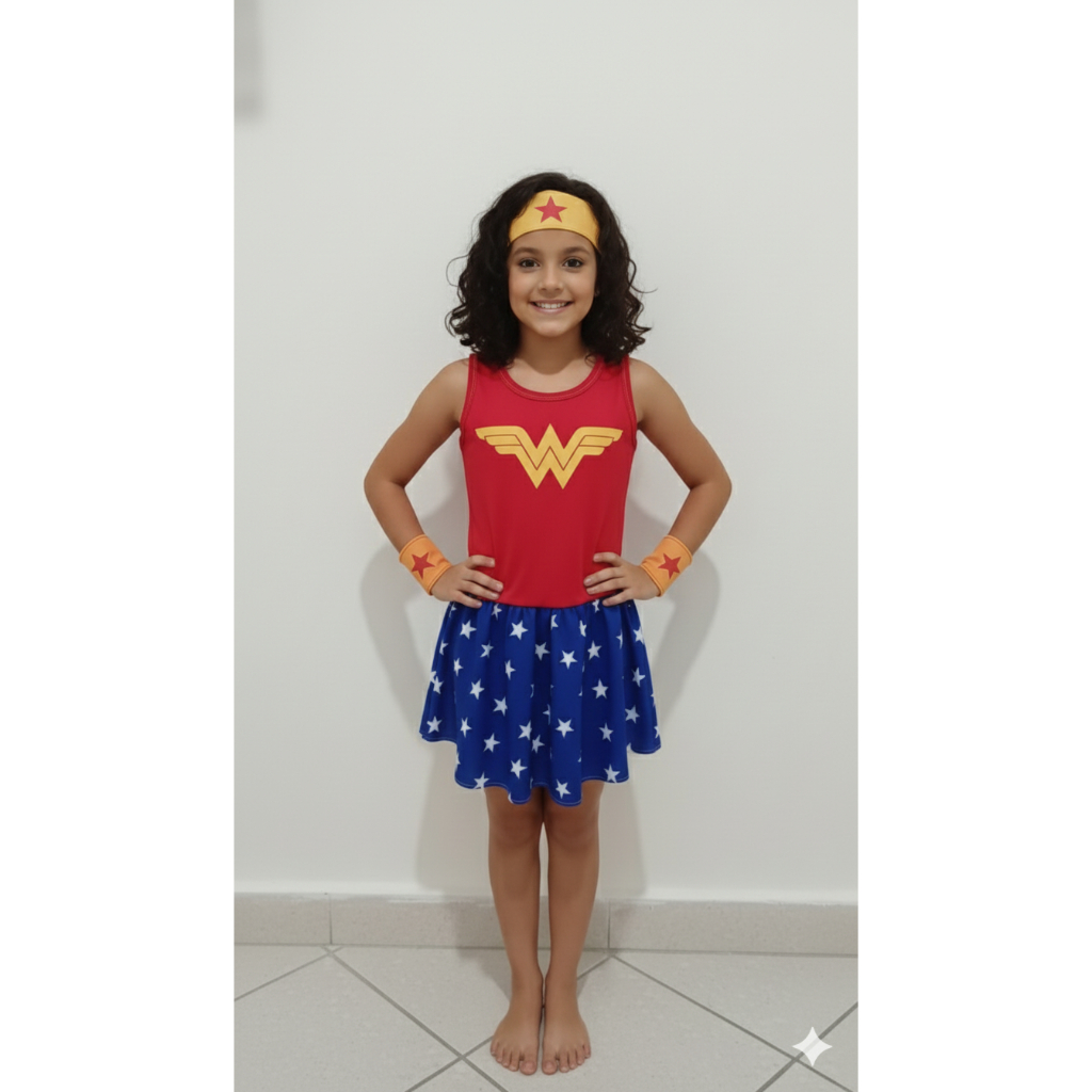 Vestido Mulher-Maravilha – Fantasia Infantil e Adulto
