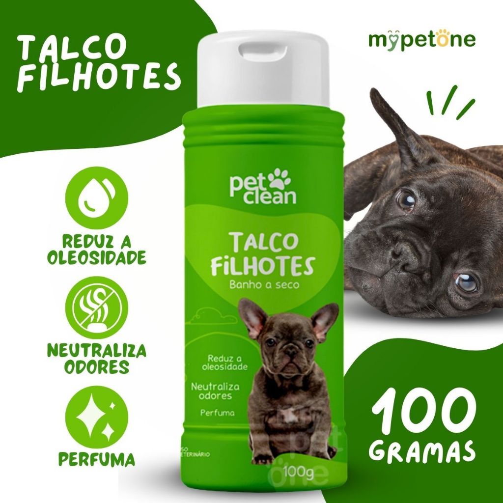 Talco Banho a Seco P/ Cães e Gatos Pet Clean 100g - Filhote