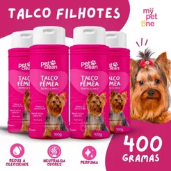 Kit 4 Talco Banho a Seco P/ Cães e Gatos Pet Clean 100g - Fêmea