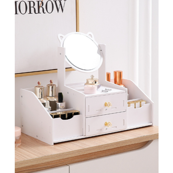 Organizador de Maquiagem Nórdico  com Espelho com Gavetas de Bancada Penteadeira Elegante em Oferta na Shopee