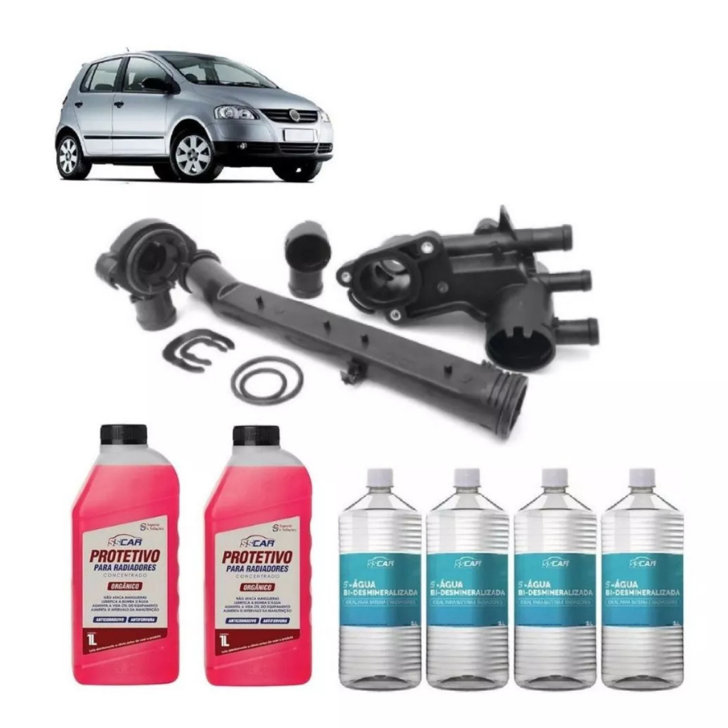 Kit cavalete da valvula termostatica Carcaça flange tubo com agua e aditivo Gol G5 Polo Fox 1.0 1.6
