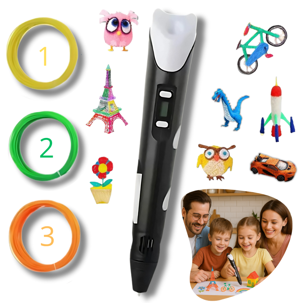 Caneta 3d Profissional Impressão Tridimensional Infantil Preta