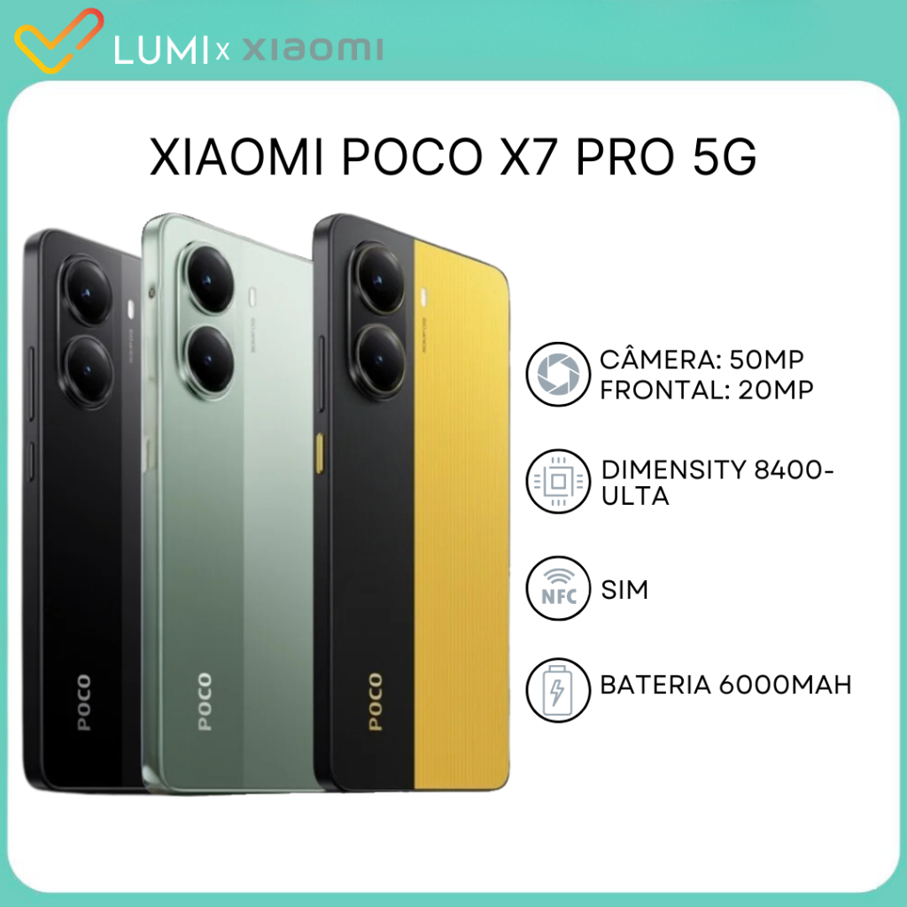 Xiaomi Poco X7 PRO 5G 256GB 12GB RAM, Processador Dimensity 8400-Ultra, Câmera 50MP, Original Versão Global em Oferta na Shopee