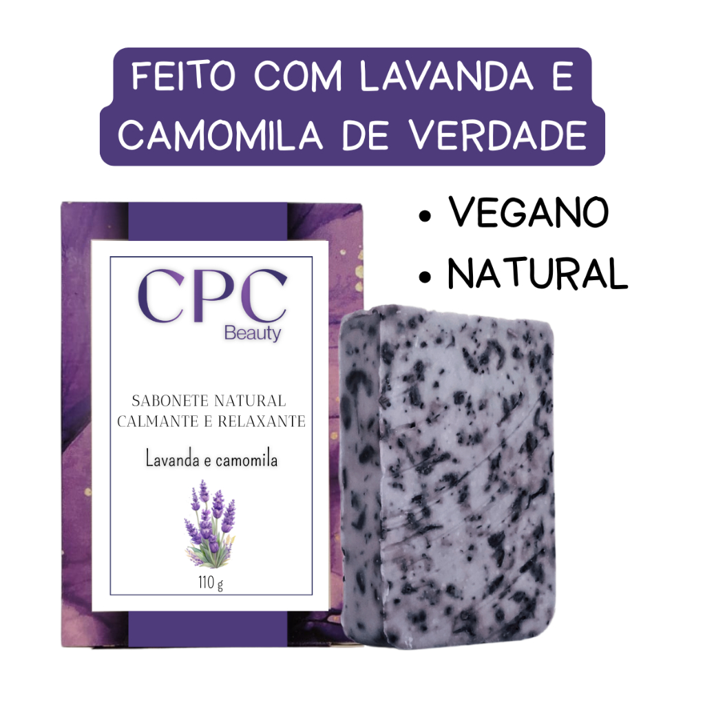 Sabonete artesanal de lavanda e camomila calmante natural CPC Beauty