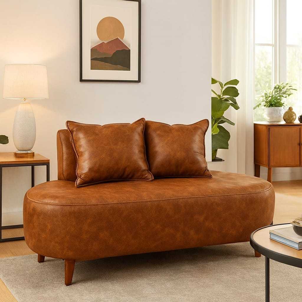 Sofa Organico Tecido Corino 1,15 Cm Curvo Feijão Para Sala Recepção Visammer
