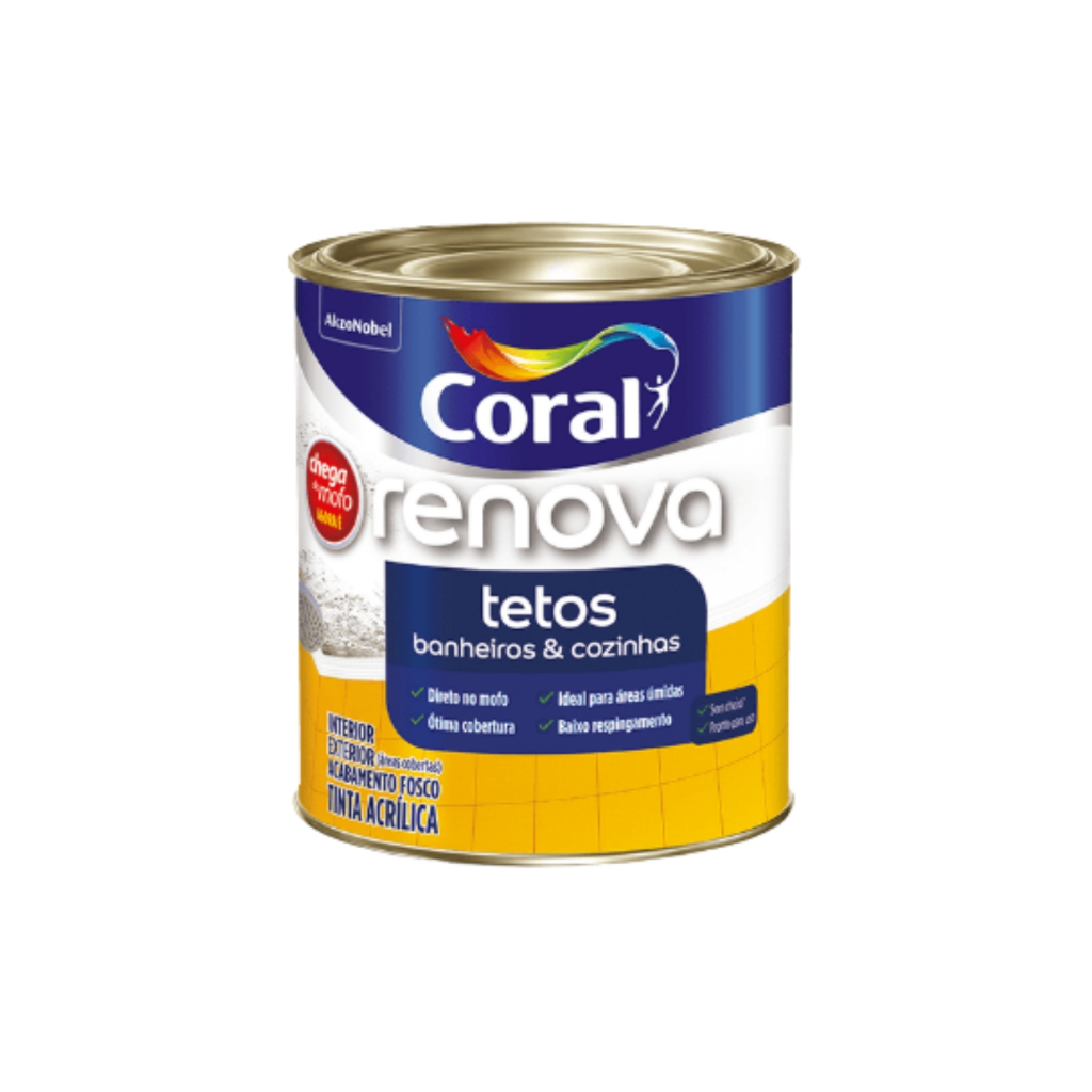 Tinta Coral Renova Tetos Banheiros E Cozinhas 900ml - Branco