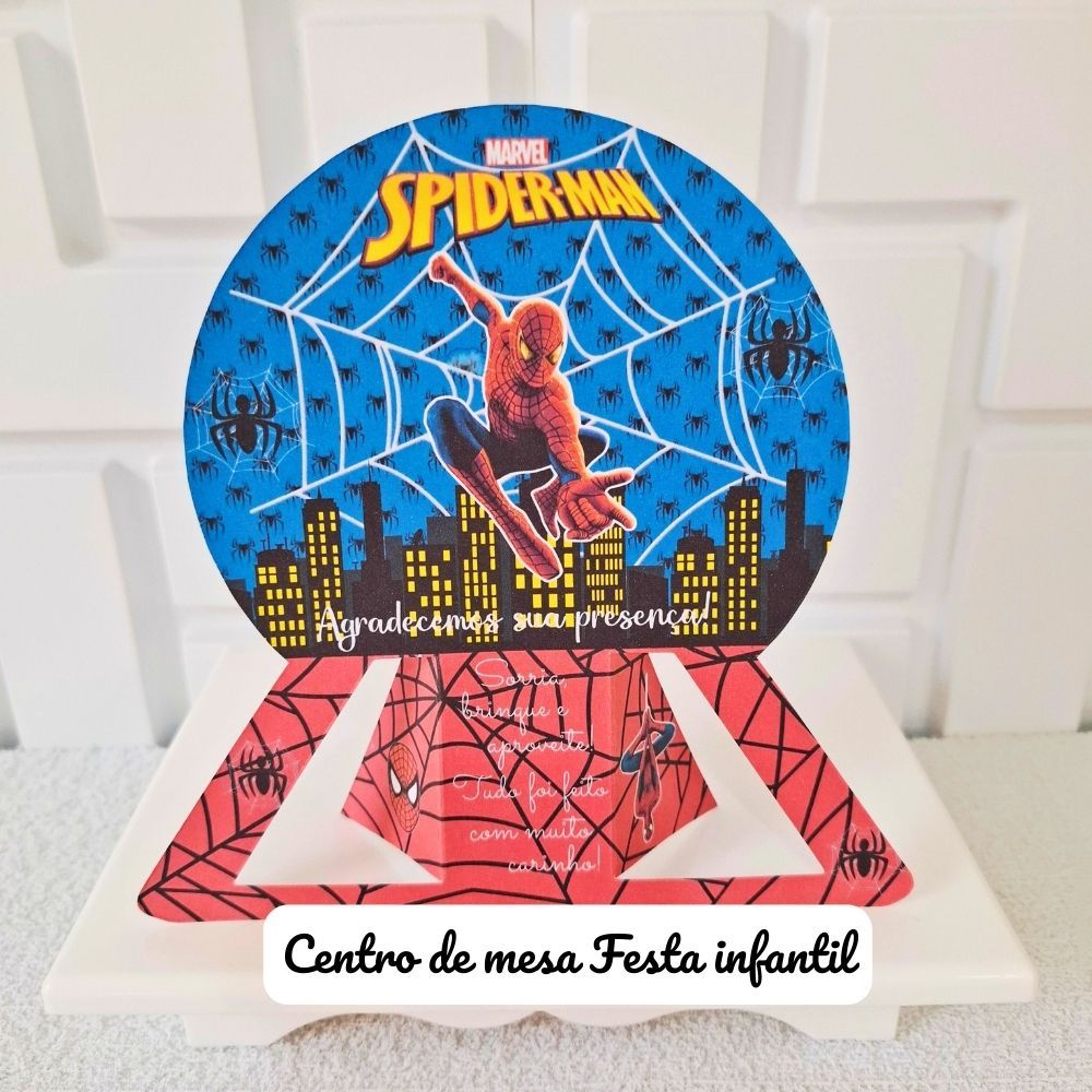 Centro De Mesa Homem Aranha Festa Infantil Plaquinha De Agradecimento Enfeite De Mesa Decorativo