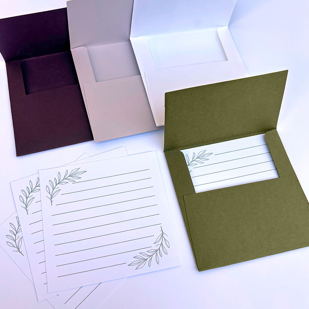 kit Envelope com cartão de agradecimento ao cliente / casamento 10x10 cm colorido