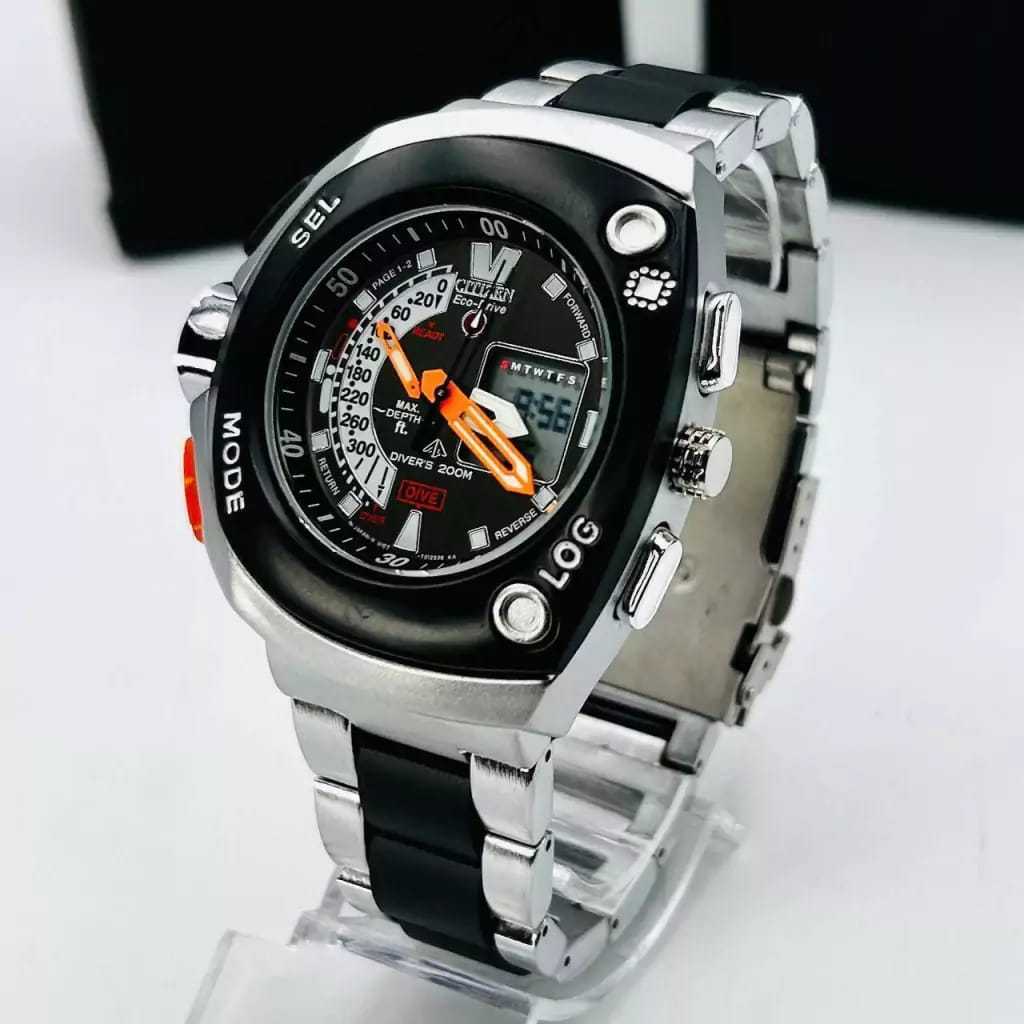 Relógio Aqualand Eco-Drive Promaster Meia Lua Pulseira Borracha/Aço Prata/Preto Varias Cores