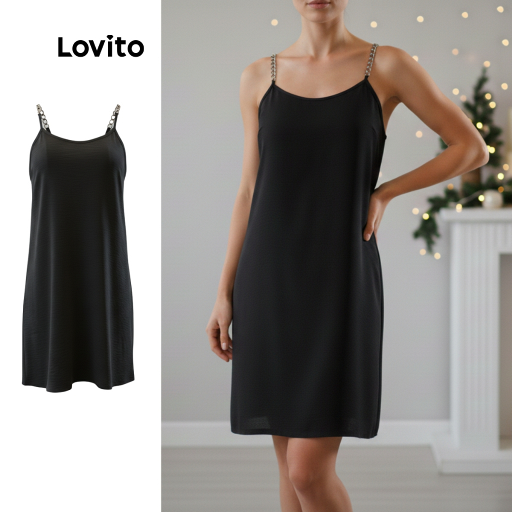 Lovito Vestido Casual com Corrente Feminino LB961BRL991 em Oferta na Shopee