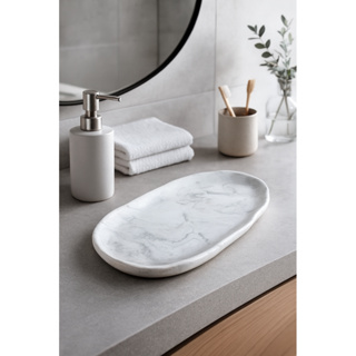 Bandeja Decorativa Oval Cimento Marmorizada 28x16 cm em Oferta na Shopee