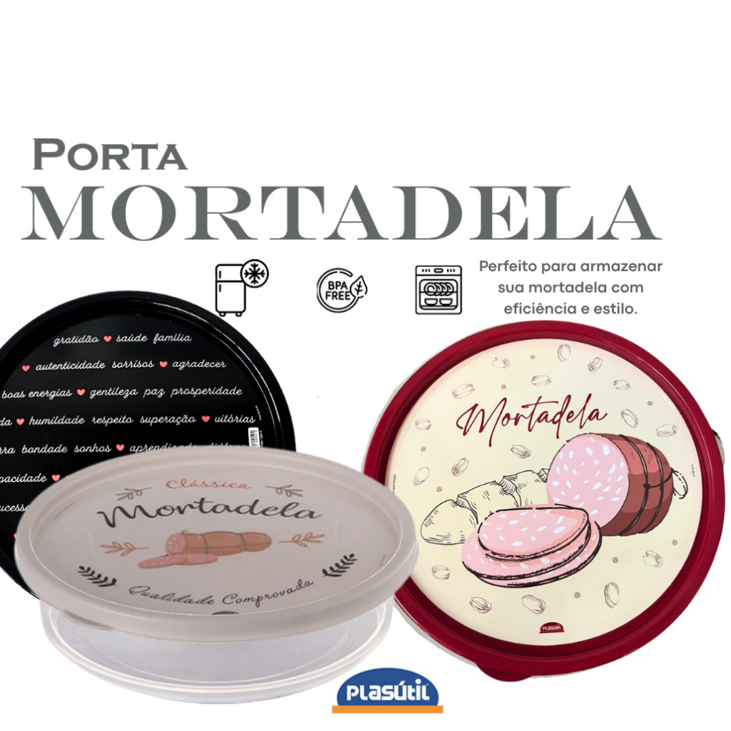 Porta metade Mortadela - Pote plástico com tampa para guardar frios 750 ML - Qualidade Plasútil em Oferta na Shopee