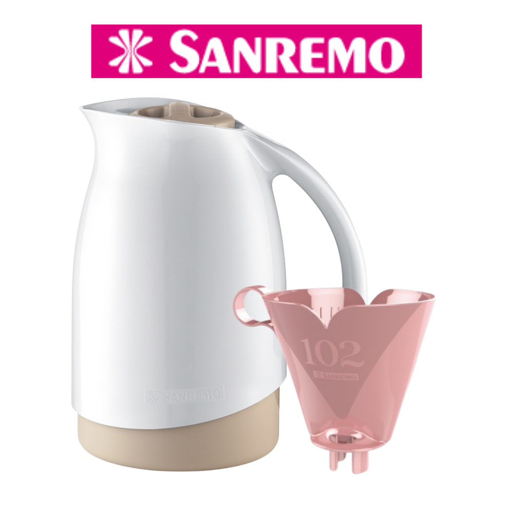 Kit Garrafa Térmica Bule 700 mL + Suporte Filtro Tamanho 102 Sanremo 6 Horas Quente 12 Horas Gelado em Oferta na Shopee