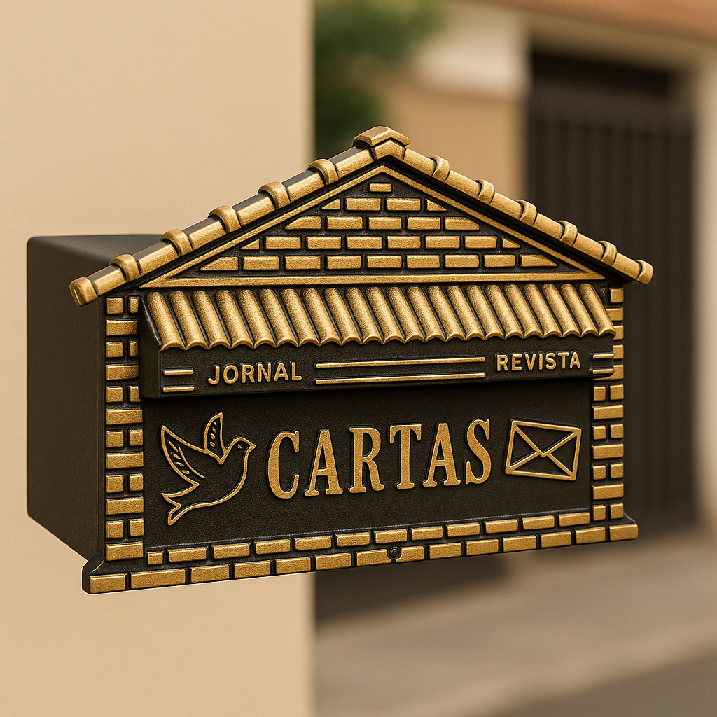 Caixa de Correio para Embutir em Muro Dourada Jornal Revista Grande Envelope Grade Portão Condomínio