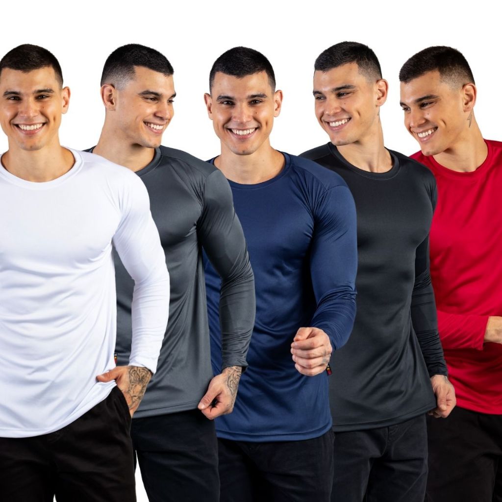 KIT com ATÉ 5 Camisa Segunda Pele Térmica Proteção Uv Camiseta Blusa Malha Fria Unissex Manga Longa em Oferta na Shopee