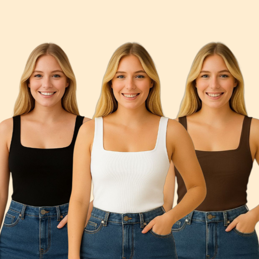 Kit 3 Regatas Decote Quadrado Reto Suplex Forrado em Oferta na Shopee