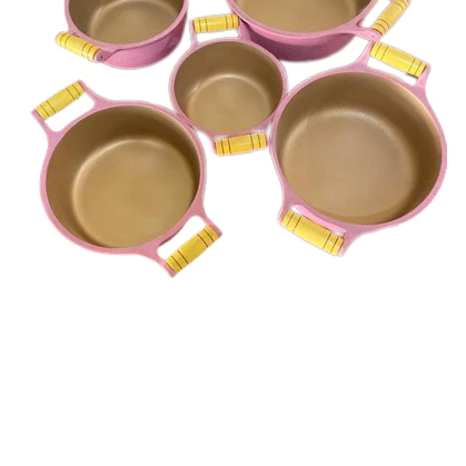 Jogo 3 Panela Teflon Antiaderente Aluminio Fundido Grosso ROSA - Nº18/20/22