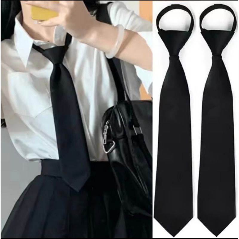 Gravata preta feminina slin - Gravata simples uniforme, terno, administrador, casamento, estudante - Gravata elegante fe — imagem 2 de 2
