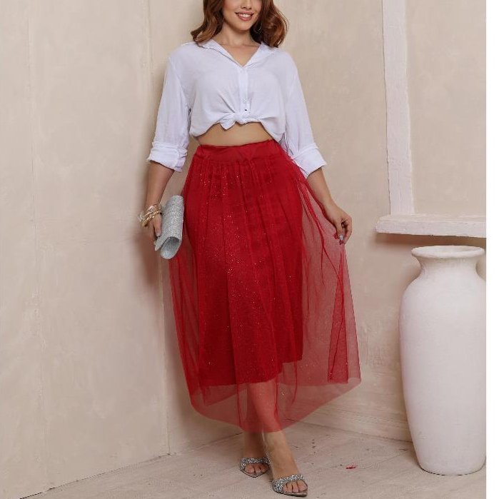 SELAH - SAIA TULE GLITER MODA EVANGELICA FEMININA em Oferta na Shopee