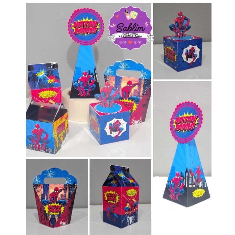 KIT PEGUE MONTE HOMEM ARANHA/ kit caixinhas personalizada homem aranha/ lembrancinhas homem aranha/kit homem aranha