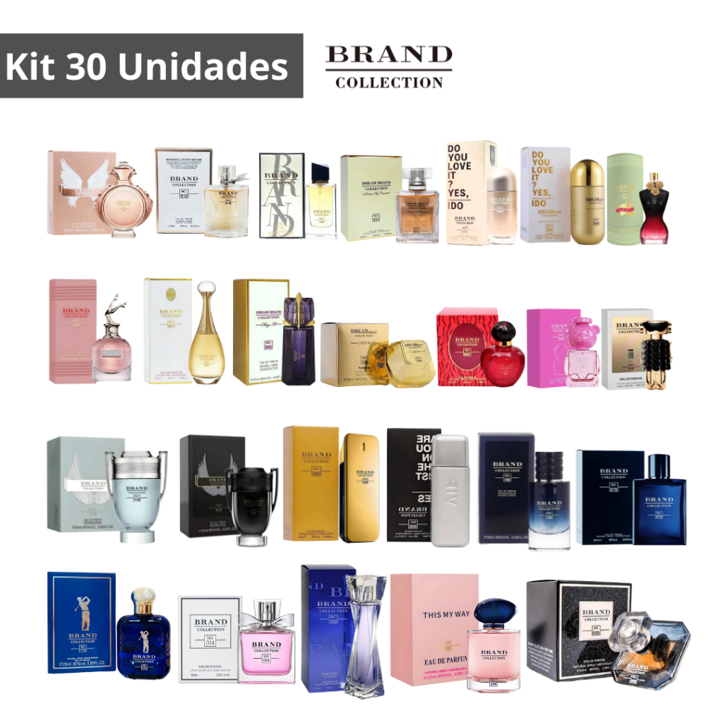 Kit 30 Perfume Feminino e Masculino Miniatura Brand Collection 25ML Inspiração Perfume Importado