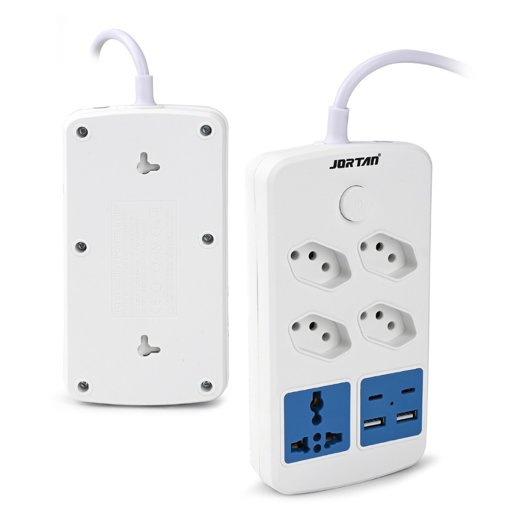 Extensão de Tomada 4 Entradas + USB e Type-C | 2500W | Com Proteção Contra Sobrecarga  A Extensão de Tomada 4 Entradas c