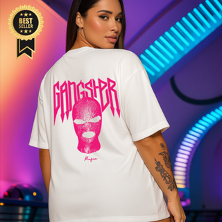 Camiseta Oversized Feminina Streetwear Algodão Pink Gangster GS em Oferta na Shopee
