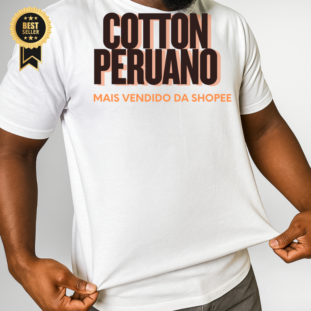 Camiseta Masculina Peruana Lisa Cotton Básica Casual Tecido Confortável