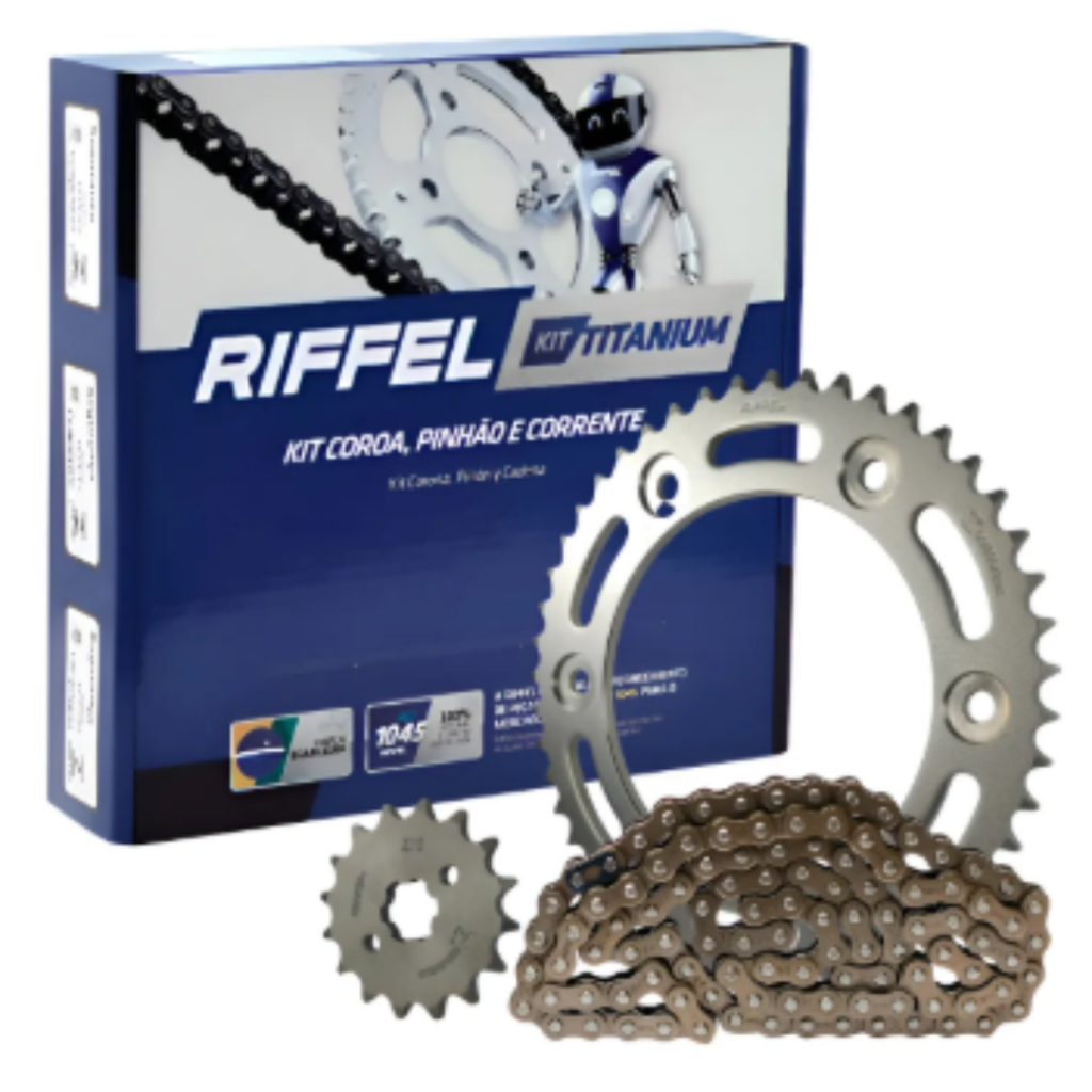 Kit Relação Riffel Nxr Bros 160-xre 190 (2015 À 2025) Prateado