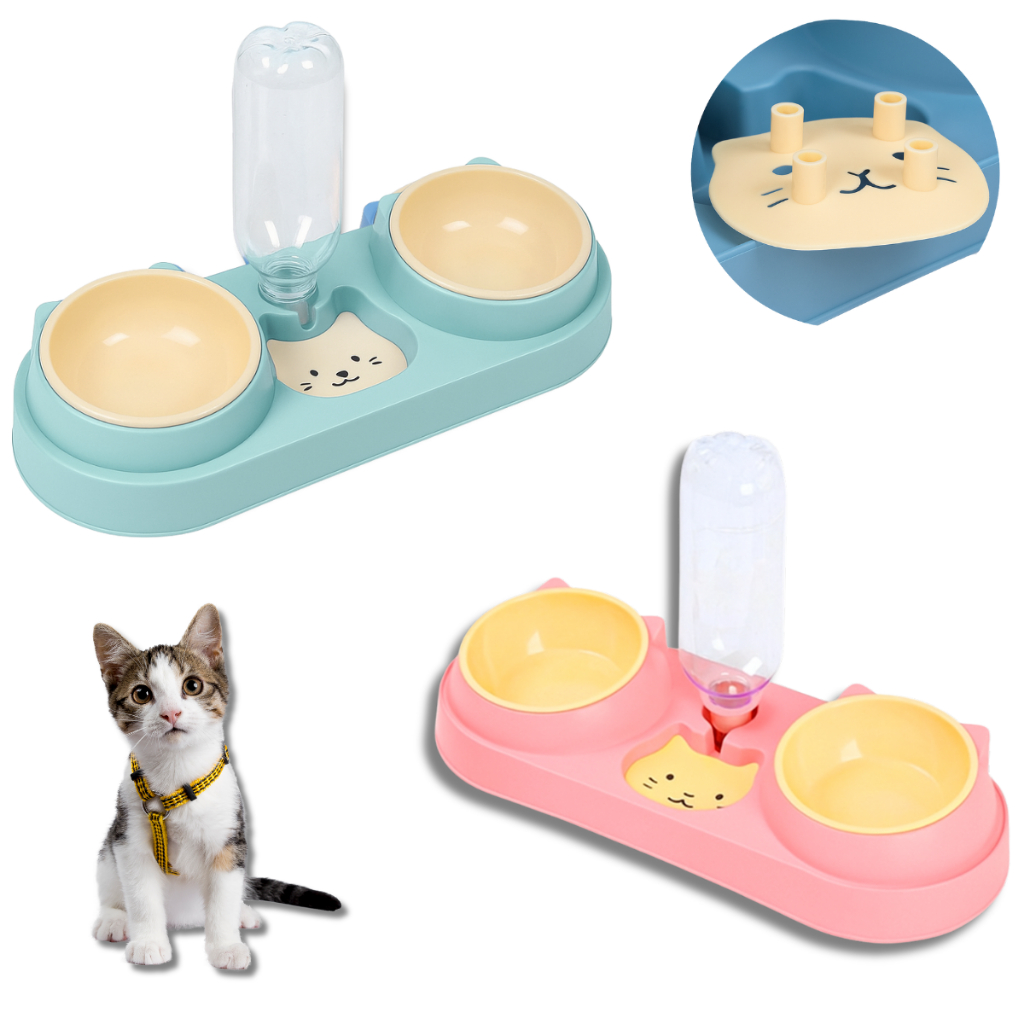 Comedouro Bebedouro Automático Triplo para Cães e Gatos Tigela 3 em 1 Antiderrapante Fácil de Limpar em Oferta na Shopee
