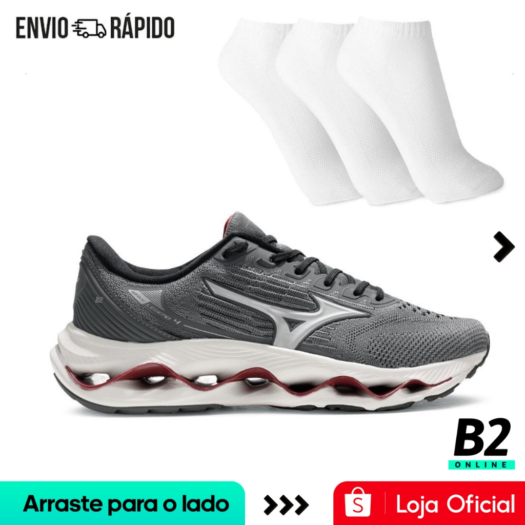 Tênis Mizuno Wave Legend 4 Masculino + 3 Pares de Meias Original com Nota Fiscal e Garantia